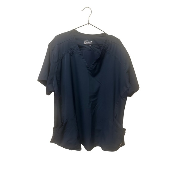 Carhartt Liberty Navy Blue V-Neck Scrub Top Modern Fit 3XL Medical Nursing - Picture 2 of 8